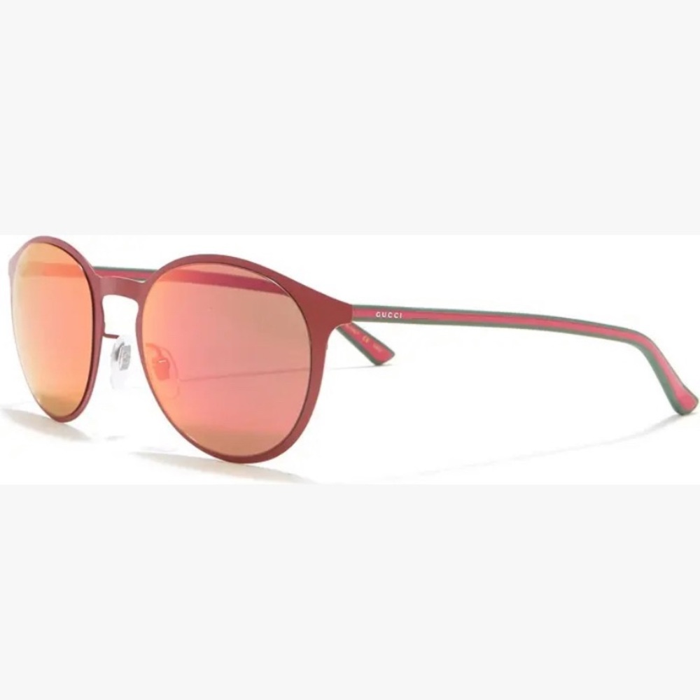 NIB Authentic Gucci 52mm Round Sunglasses Red - Picture 3 of 4